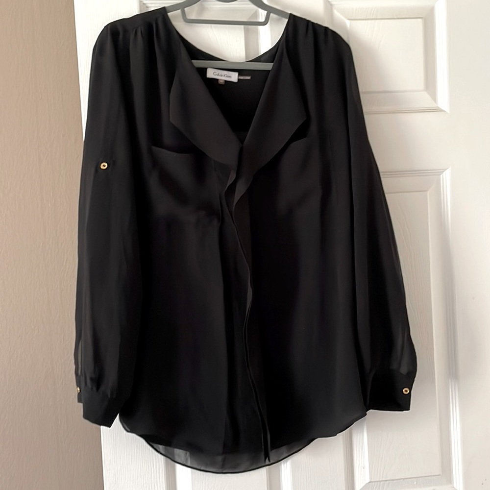 Calvin Klein Black Flowy Blouse XL
